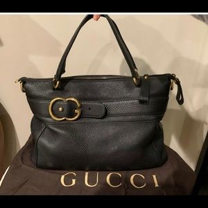 Authentic Gucci black leather bag purse